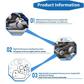 BIGLKNM Primary Cover Gasket Kit with Seals & O-Ring Compatible for Harley Davidson 1985-1993 Touring FLT FLH FXR Low Rider Electra Glide