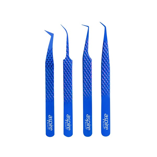 4 Pcs Fiber Tip Eyelash Extension Tweezer Professional Diamond Grip