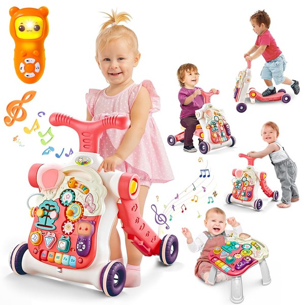 TERRAMUS 5 in 1 Baby Walker Sit-to-Stand Toys, Learning Walker