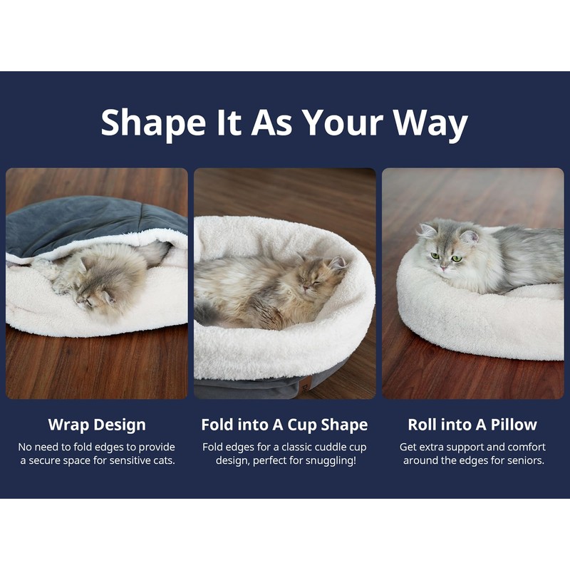 Petace Self Warming Cat Bed, 17.7" x 13.7" Anti-Slip Soft