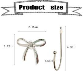 RR-RUOSHUI Bow Wall Hook 4 pcs Decorative Wall Hooks for Bathroom Living Room Kitchen (B-Silver)