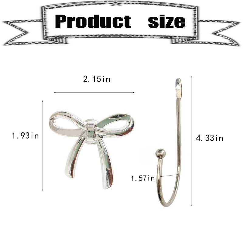 RR-RUOSHUI Bow Wall Hook 4 pcs Decorative Wall Hooks for
