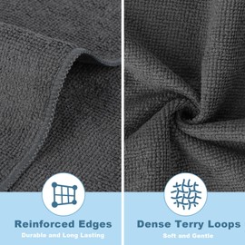 HOMEXCEL Microfiber Washcloths Towel Pack of 50,12"x12" Highly Absorbent and Soft Face Towels Wash Cloths for Bathroom,Gym,Hotel and Spa,Fast Drying Multi-Purpose Cleaning Cloth,Grey