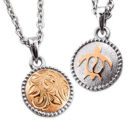 Aloha lokahi Hawaiian Jewelry Necklace Surgical Stainless Steel Honu Scroll Reversible Rose Gold Cable Chain (Stainless Steel Width 2mm), Stainless Steel, No Gemstone