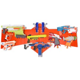 Skywin Wooden Pegboard for Nerf Gun Storage, Nerf Gun Wall Mount Eagle Shape, Compatible with All Blasters, Rack for Wall Organization - Birthday Gift for Kids (Orange)