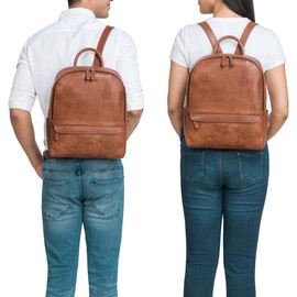 STILORD 'Erika' Leather Backpack Women's Small Men's Leather Bag City Daypack Vintage Backpack Daypack Small Hand Luggage Backpack Unisex Genuine Leather, Andorra - Brown, S, Rucksack