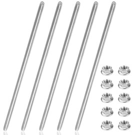 Threaded Rods M8 x 30 cm Threaded Rod Stainless Steel 5 Full Threaded Rod with 10 Flange Nuts for Machines and Furniture Making (M8 x 30 cm)