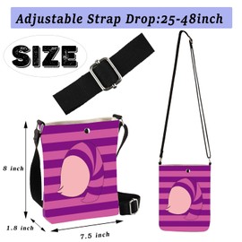 BDPWSS Pink Purple Striped Tail Cossbody Bag Furry Cheshire Cat Tail Gifts Tail Fluffy Rave Gifts For Cartoon Fans (Pink Cat CbagCA)