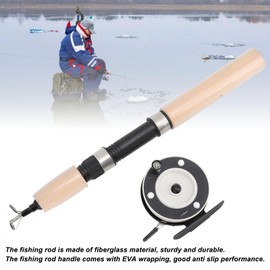 65cm Ice Fishing Rod Reel Combo Set Metal Reel EVA Handle Grip Versatile Ice Fishing Kit for Trout Walleye Perch