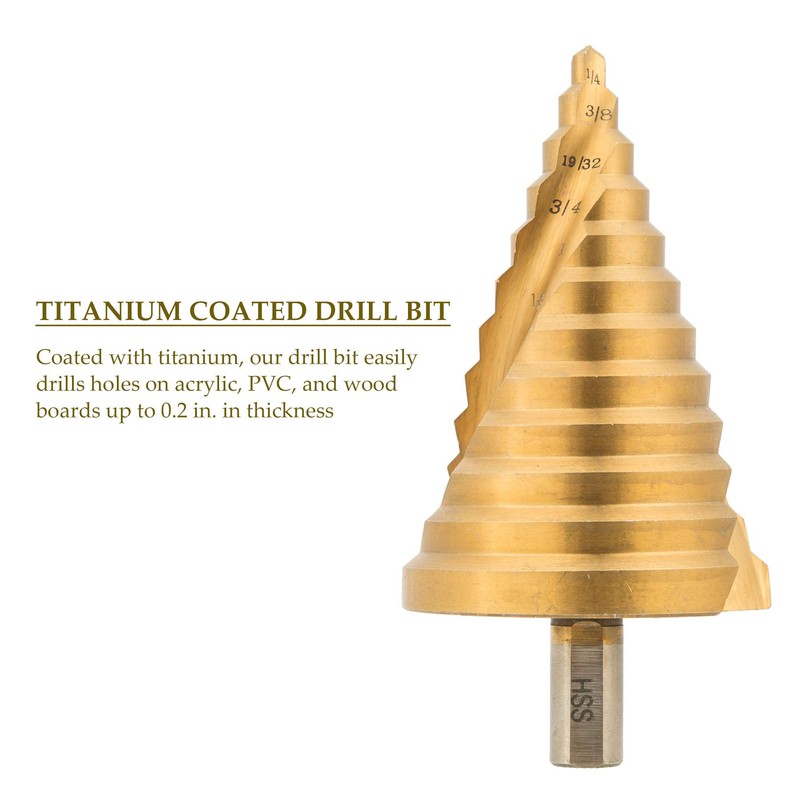 ZELCAN Large HSS Spiral Groove Step Drill Bit, 12 Sizes