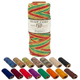 Craft County 100% Hemp Cord Spools – 205 ft (62.5m) Crafting Cord with a Polished Finish – Rasta (1mm)