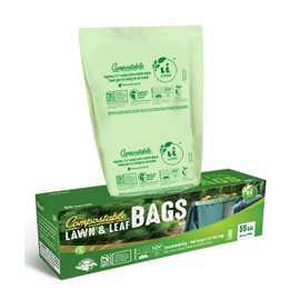 UNNI Compostable Liner Bags, 44-55 Gallon, 208 Liter, 10 Count, 38 x 58 Inches, Heavy Duty 1.38 Mils, Large Garbage Bags, ASTM D6400, US BPI, CMA and Europe OK Compost Home Certified, San Francisco