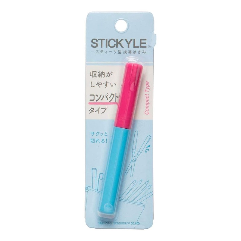 Sunstar Stationery S3717461 Sticky Scissors, Compact, Vivid Pink x Blue