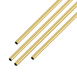 Aopin Brass Round Tube Copper Tubing Pipe ID 3.5mm / 7/50" x OD 4.5mm / 9/50" Hollow Copper Tubing Seamless Straight Pipe Tubing - 300mm / 1 Ft / 11.81 In Length For Brake Line, 4 Pcs
