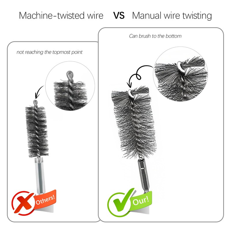 12Pcs Stainless Steel Bore Brush Set with 1/4" Hex Shank
