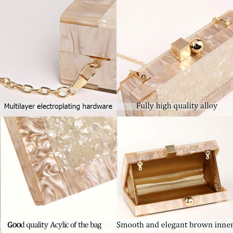 Menurra Women Acrylic Evening Clutch bag Glitter Marble Purse Handbag