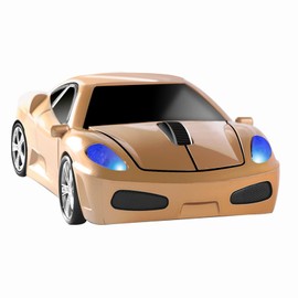 EALEK Wireless Mouse, Cool Car Computer Mouse, 2.4GHz 1600DPI USB Optical Mouse, 3 Buttons Ergonomic Wireless Mouse for Laptop/PC/Windows/Notebook/Mac-Golden