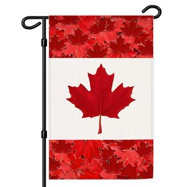 Novel Canada Flag Linen Garden Flag,12x18 Inch Canadian Maple Banner Decor,1x1.5 FT Digitial Double-Printed Durable 300D Thick Decorations For Farmhouse Yard Outdoor
