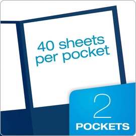 Oxford Monogram Executive Twin Pocket Folders, Letter Size, Blue with Gold Foil Trim, 4 Pack (04162)