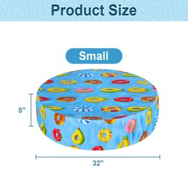 Docuwee Round Dog Pool Cover 32", Foldable Kiddie Solar Cover Fit Dog Collapsible Swimming Pool, Pets Kids Bath Tub, Anti-UV Dustproof Safety Pool Covers, Colorful Swimming Ring