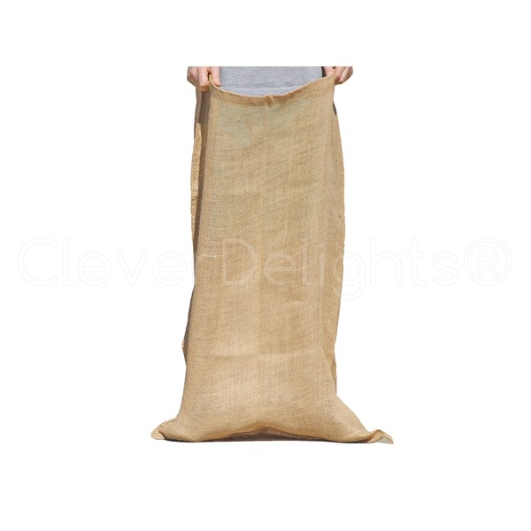 CleverDelights 23" x 40" Burlap Bags - 3 Pack - Heavy Duty Stitching