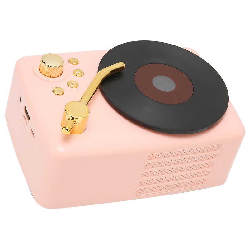 Bluetooth Speaker Stereo USB Charging Retro Turntable Design Portable Mini