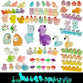 ZITU ISCHYROS Mini Resin Animals 100 Pcs to Hide Tiny Resin Animals Bulk for Miniature Fairy Garden Accessories, Micro Landscape Aquarium Potted Decoration