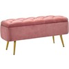 Yaheetech Ottoman with Storage, Velvet Entryway Bench with Safety Hinge,