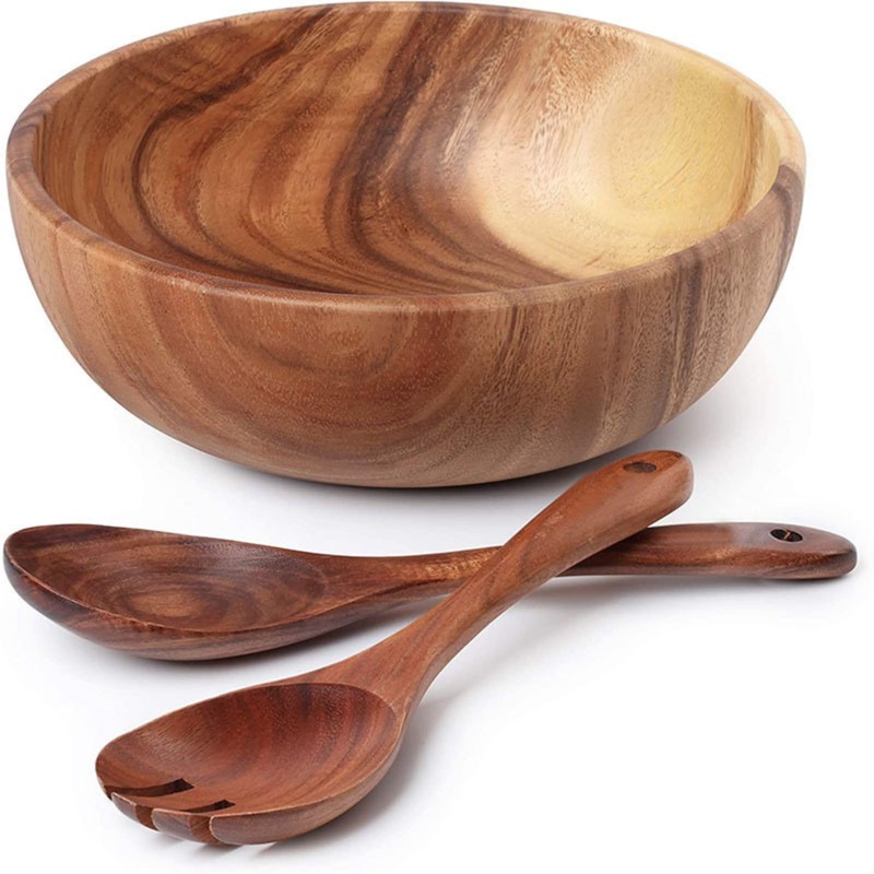 LUXIS DESIGNS Acacia Wave Serving Bowl for Fruits or Salads,