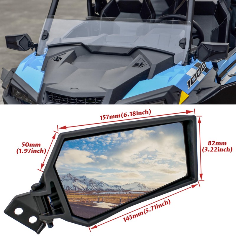 SAUTVS Adjustable Rearview Side Mirrors for Polaris RZR XP 1000
