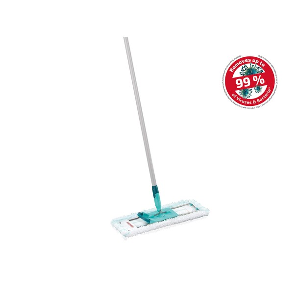 Leifheit Profi XL Micro Duo Floor Washer with Steel Handle, Microfibre Mop with Washable Cover and 140 cm Handle, Flat Broom, Household Accessory for Tiled Floors