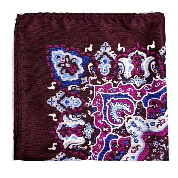 Unbranded Silk-Like Wine Red Geometric Medallion Pocket Square (Handmade)