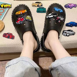 38pcs Cartoon Shoe Charms, Keismodye Race Car Charms Fits for Clog Sandal, Bracelet Wristbands, Shoes Decoration Pack for Birthday Gift, Party Favors for Kids, Boys, Girls, Teens, and Adult
