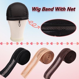 Bandas elásticas para pelucas con red, banda de silicona antideslizante de 2,5 cm para bordes de pelucas, banda elástica de malla bidireccional de 4,5 y 9,2 m para hacer y asegurar pelucas (be
