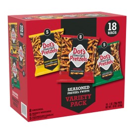 Dot's Pretzels Variety Pack, Original, Honey Mustard, and Parmesan Garlic Twist Snack, 1oz Individually Sized Bags (18 Count)