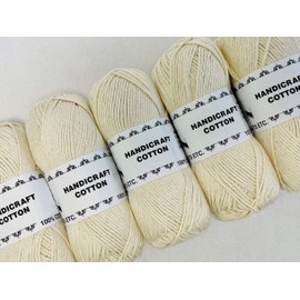 5 x 100g Dishcloth / Craft Cotton Yarn - (Cream)