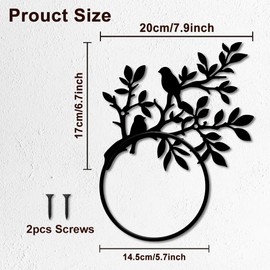 MAYJOYDIY Branch Limb Metal Towel Ring Bird Animal Towel Holder for Wall Leafy Plants Towel Ring Black Plant Towel Rack Wall Mounted for Bathroom Kitchen Towel Hanger Home Decors Gift