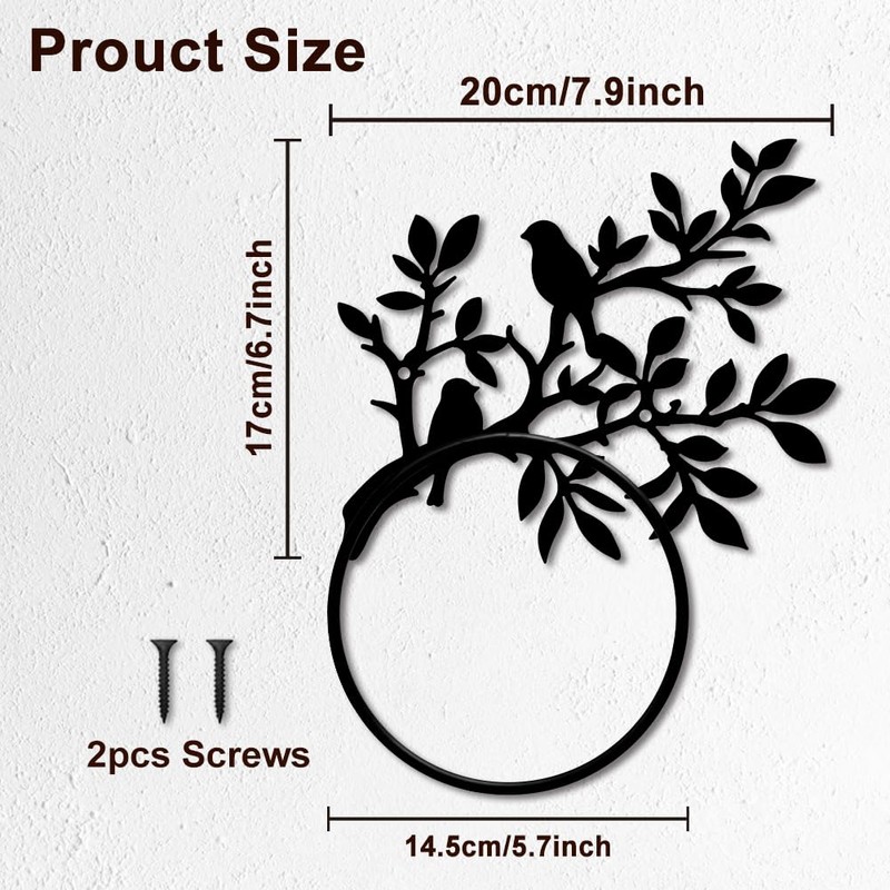 MAYJOYDIY Branch Limb Metal Towel Ring Bird Animal Towel Holder