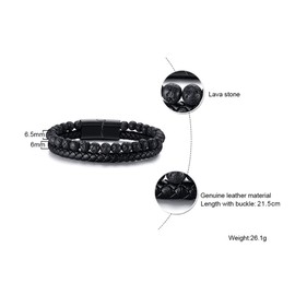 MEALGUET Men's Inspirational Bible Verse Bracelets Lava Rock Bead Bracelet Healing Balancing Braided Leather Wristband with Clasp