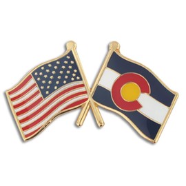 PinMart Colorado and USA Crossed Friendship Flag Enamel Lapel Pin - 25 Pack