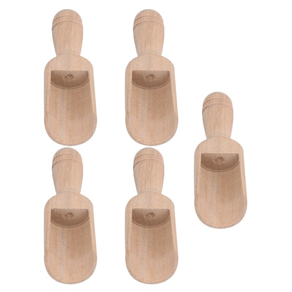 RDEXP 88x30mm Unfinished Wooden Scoops Spoon Sugar Bath Salt Scooper for Spices Parties Home Kitchen Tool Set of 5