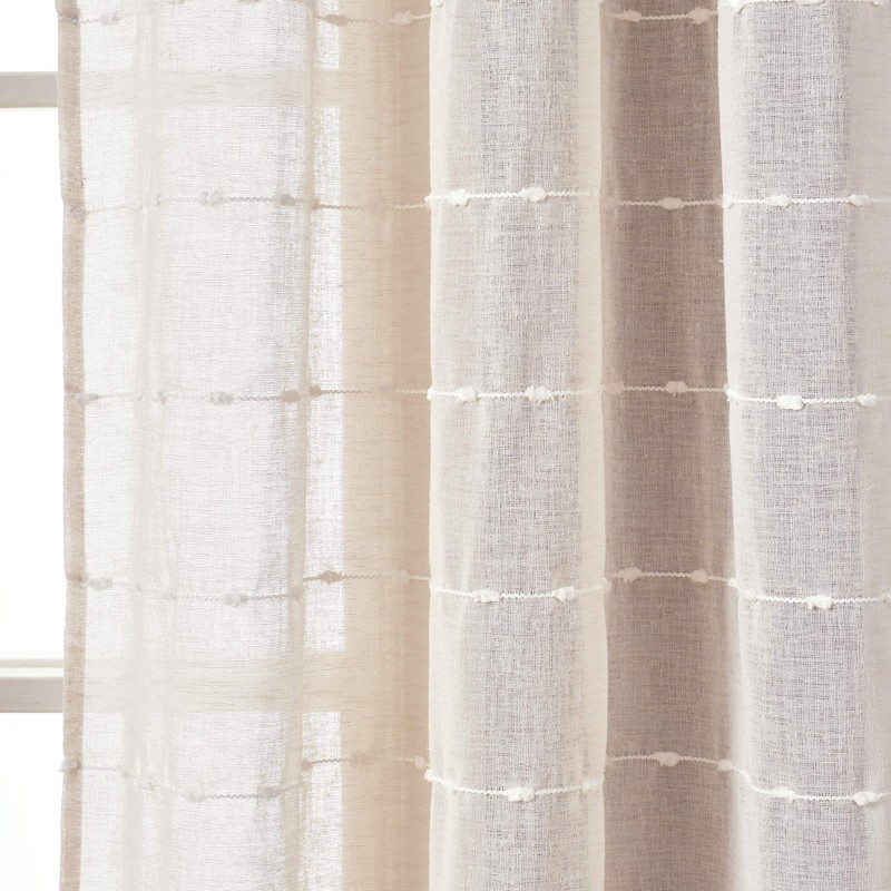 Lush Decor Farmhouse Textured Grommet Sheer Window Curtain Panel Pair,