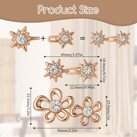 YQQYG 4 Sets Flower Jean Waist Tightener Clips, Rhinestone Star Pant Waistband Tightener, No Sewing Jeans Waist Adjuster Clips for Loose Pants Jeans Skirts