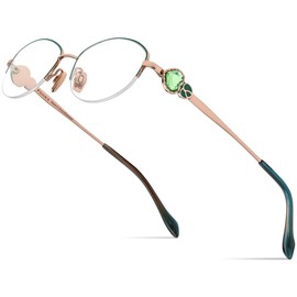 FONEX Titanium Glasses Frame,Rimless Frameless Luxury Diamond Optical Eyeglasses for Women (6123 Gold)