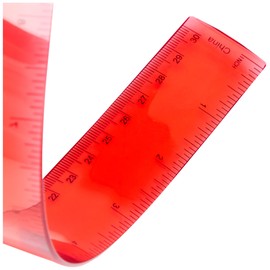 eBuyGB Flexible Plastic Transparent Ruler, 30 cm, Red