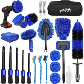 26Pcs Car Detailing Brush Set, Car Detailing Kit, Car Detailing Brushes, Car Cleaning Kit (without Drill), Car Windshield Cleaning Tool, Professional Car Care kit - Car Wash Brush kit for Interior Exterior Wheels:_7Pcs