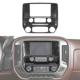 PDKLIN for Silverado Center Dash AC Control Panel Trim Cover for Chevy Silverado GMC Sierra 2014-2018 Black ABS Carbon Fiber Interior Accessories