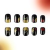 24Pcs Fall Press on Nails Square - Glossy Fake Nails