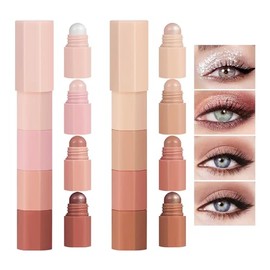 DAGEDA Sombra de ojos en barra de 8 colores, 4 en 1 Sombra de Ojos Mate y Brillante, Lápiz de Sombra de Ojos Neutro de Larga Duración para Maquillaje de Ojos