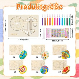 Pack of 12 Wooden Spinning Tops for Children Wooden Spinning Tops Craft Set for Crafts and Painting Latex and Colour Box Wooden Spinning Tops for Boys Girls 3 4 5 6 8 Years